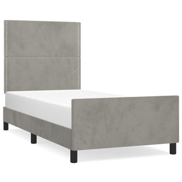 vidaXL sengeramme med sengegavl 90x200 cm fløjl lysegrå