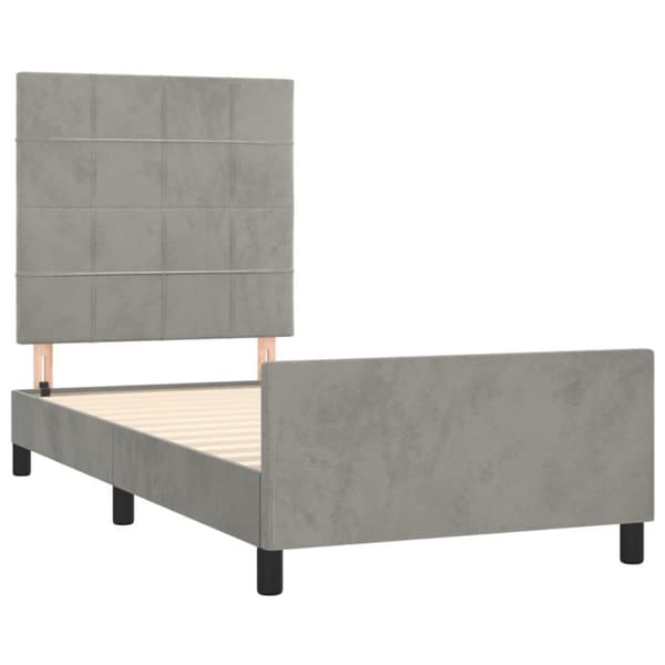 vidaXL sengeramme med sengegavl 90x200 cm fløjl lysegrå