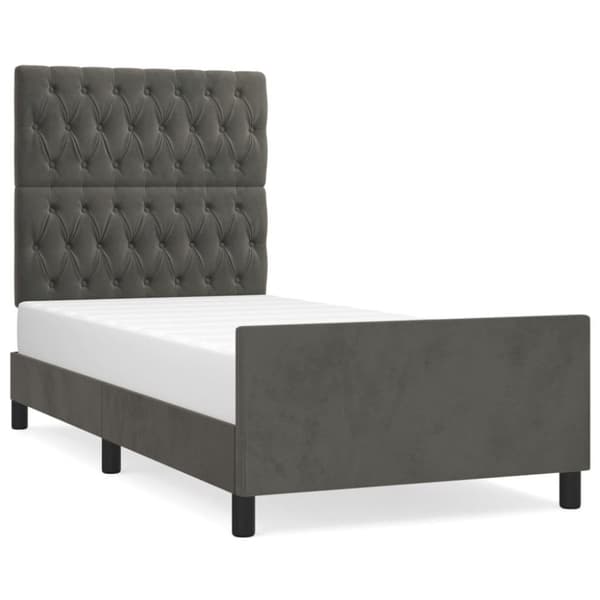 vidaXL sengeramme med sengegavl 90x190 cm fløjl mørkegrå