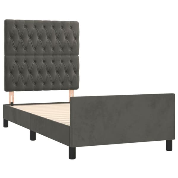 vidaXL sengeramme med sengegavl 90x200 cm fløjl mørkegrå