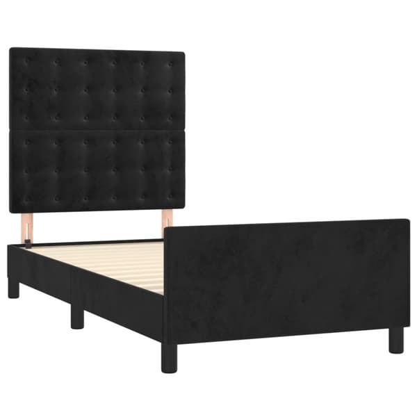 vidaXL Sängram med huvudgavel svart 90x200 cm sammet
