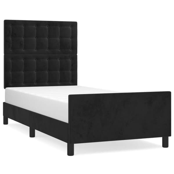 vidaXL Sängram med huvudgavel svart 90x200 cm sammet