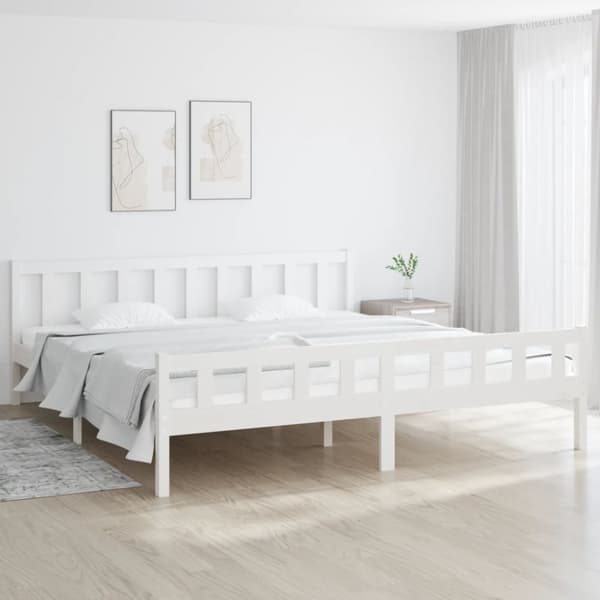 vidaXL Sängynrunko valkoinen täysi puu 160x200 cm