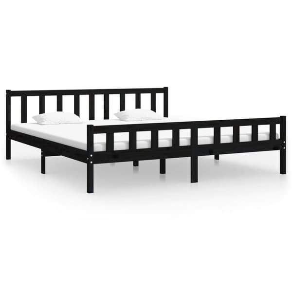 vidaXL sengeramme 160x200 cm massivt træ sort