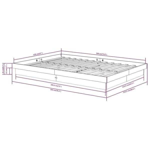 vidaXL sengeramme 120x190 cm Small Double massivt træ hvid