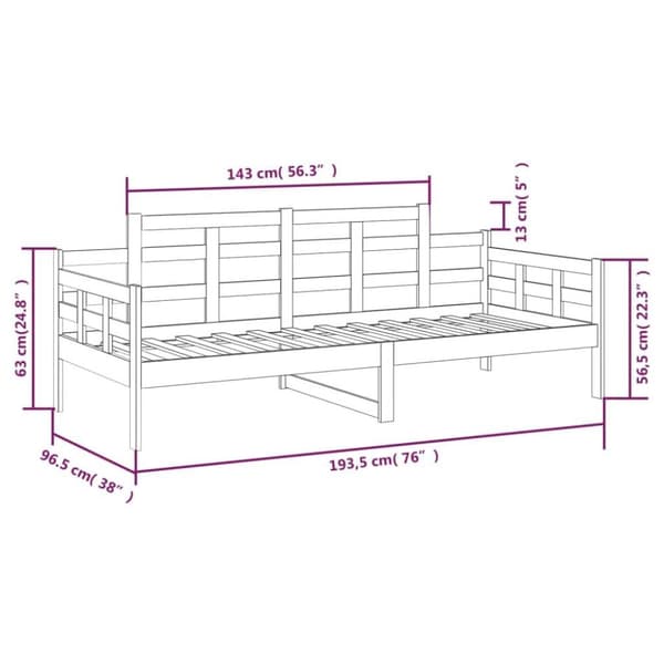 vidaXL daybed massivt fyrretræ hvid 90x190 cm