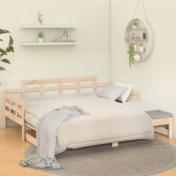 vidaXL Sohvasänky ulosvedettävä täysi mänty 2x (80x200) cm