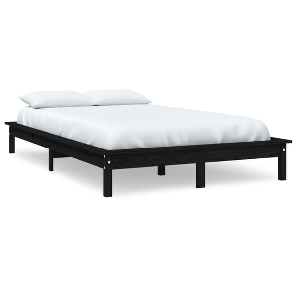 vidaXL sengeramme 120x200 cm massivt fyrretræ sort