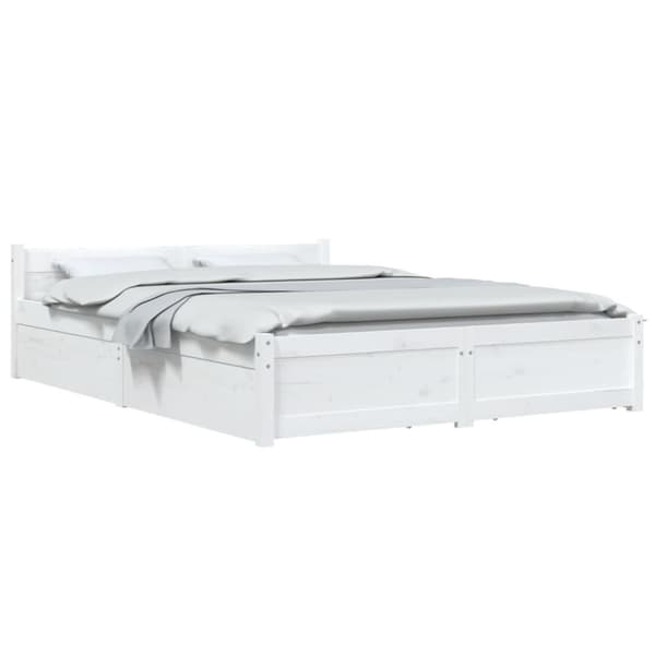 vidaXL sengeramme med skuffer 150x200 cm King Size hvid