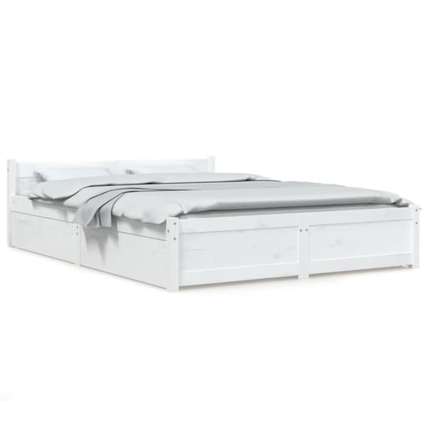 vidaXL sengeramme med skuffer 150x200 cm King Size hvid