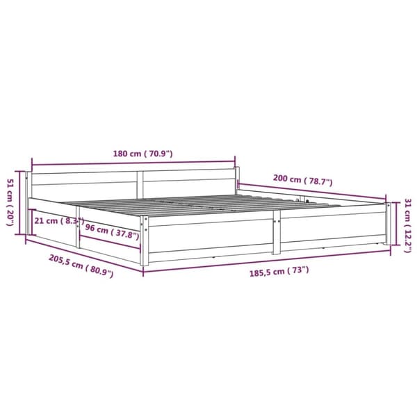 vidaXL sengeramme med skuffer 180x200 cm Super King hvid