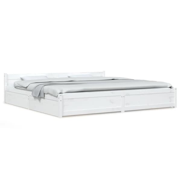 vidaXL sengeramme med skuffer 200x200 cm hvid