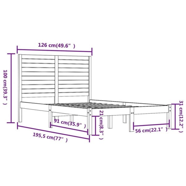 vidaXL sengeramme 120x190 cm Small Double massivt træ hvid