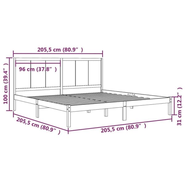 vidaXL sengeramme 200x200 cm massivt fyrretræ