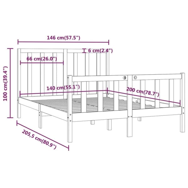 vidaXL sengeramme 140x200 cm massivt træ