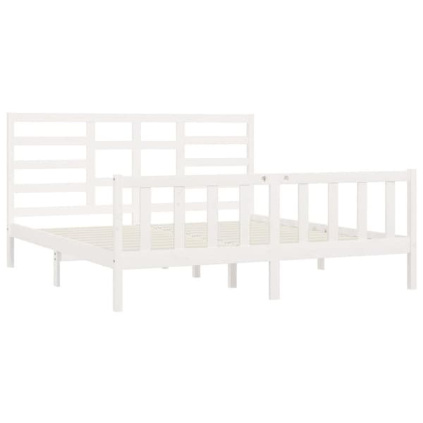 vidaXL Sängynrunko ilman patjaa valkoinen 200x200 cm täysi mänty
