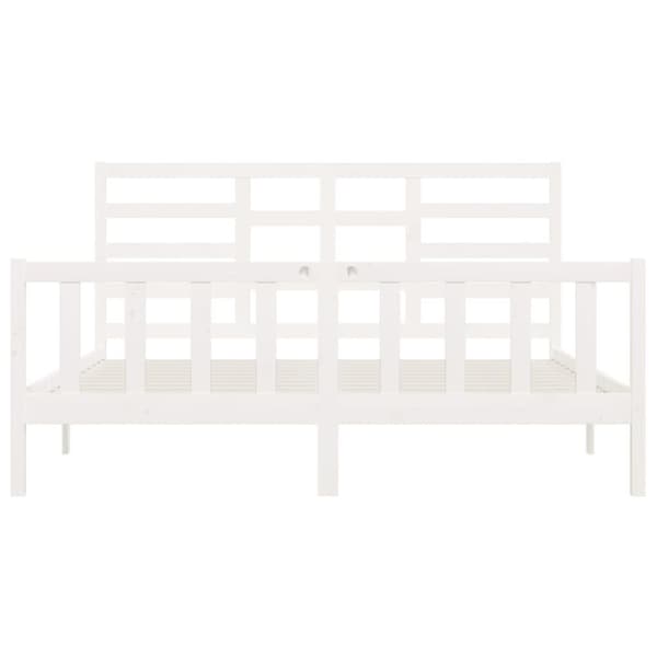 vidaXL Sängynrunko ilman patjaa valkoinen 200x200 cm täysi mänty
