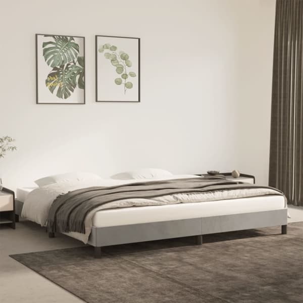 vidaXL sengeramme 200x200 cm fløjl lysegrå