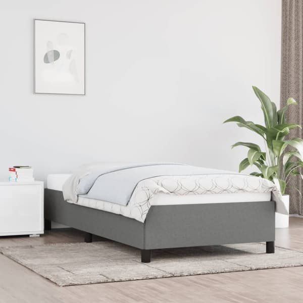 vidaXL sengeramme 90x200 cm stof mørkegrå