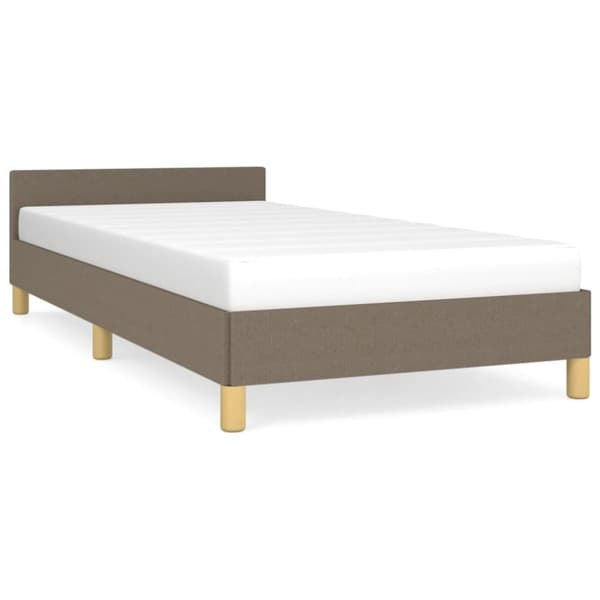vidaXL Sengeramme med hovedgærde uden madras Taupe 90x190 cm Stof