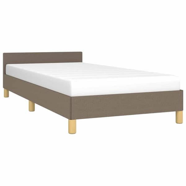 vidaXL Sengeramme med hovedgærde uden madras Taupe 90x190 cm Stof