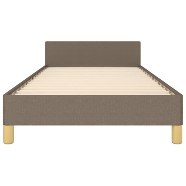 vidaXL Sengeramme med hovedgærde uden madras Taupe 90x190 cm Stof