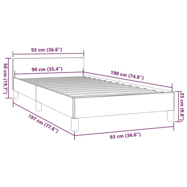 vidaXL Sengeramme med hovedgærde uden madras Taupe 90x190 cm Stof
