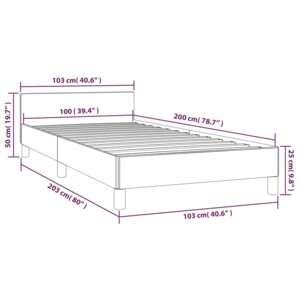 vidaXL Sengeramme uden madras Mørkebrun 100x200 cm Stof