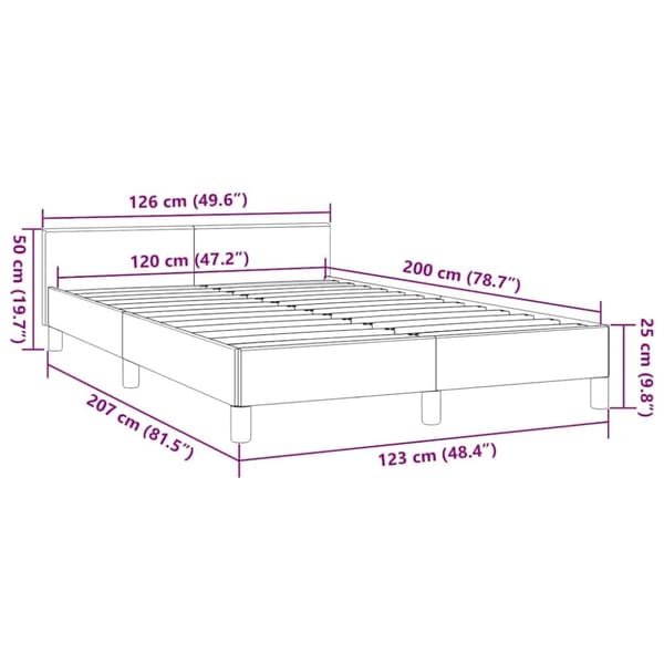 vidaXL Sengeramme uden madras Creme 120x200 cm Stof