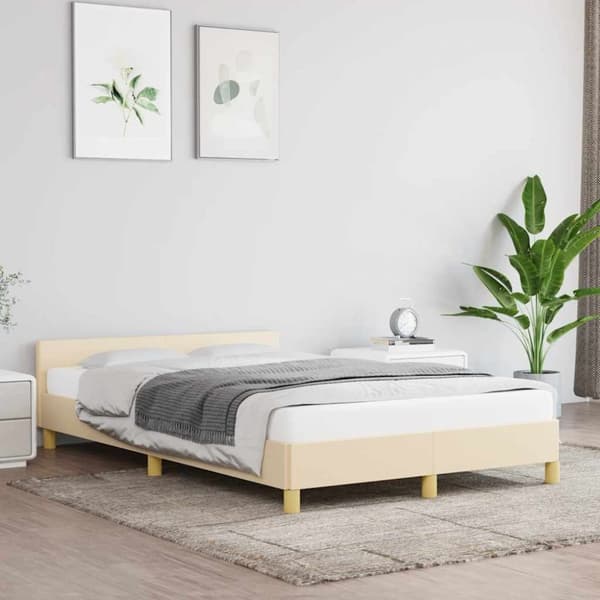 vidaXL Sengeramme uden madras Creme 120x200 cm Stof