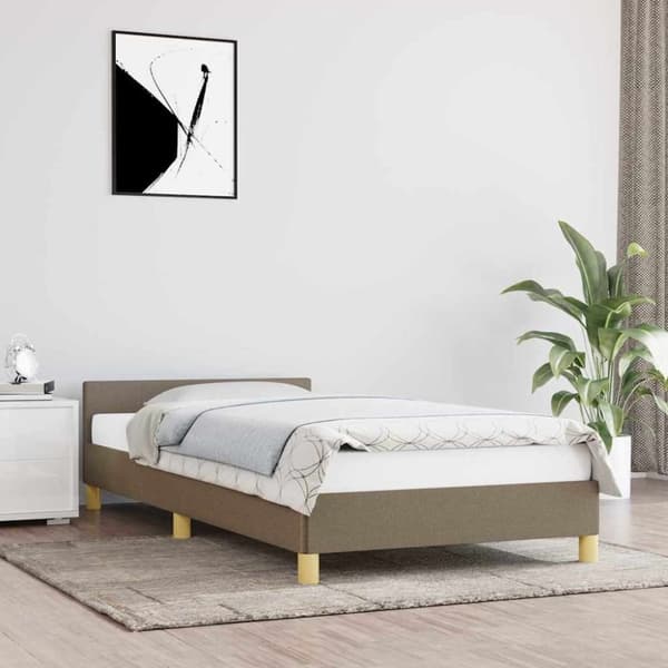 vidaXL Sengeramme uden madras Taupe 100x200 cm Stof