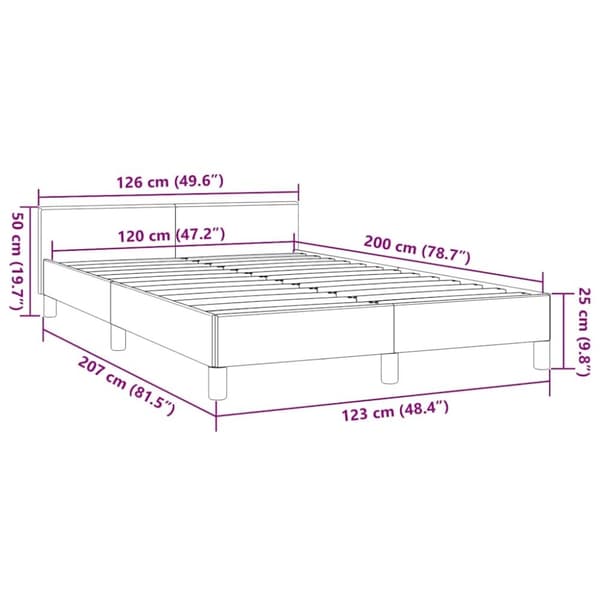 vidaXL Sengeramme uden madras Taupe 120x200 cm Stof