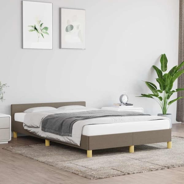 vidaXL Sengeramme uden madras Taupe 120x200 cm Stof