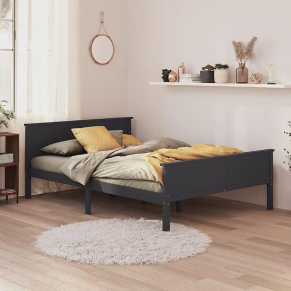 vidaXL Sengeramme grå heltre furu 120x200 cm