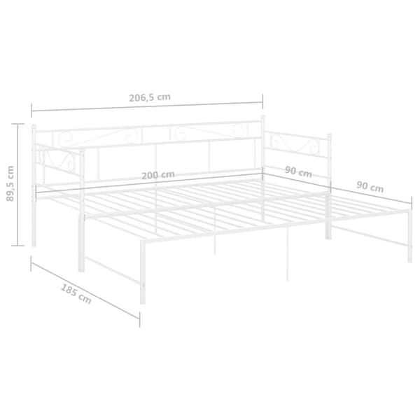 vidaXL Uttrekkbar ramme til sovesofa hvit metall 90x200 cm