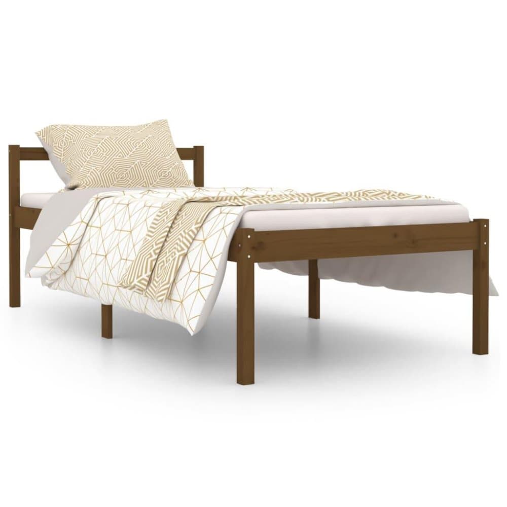 vidaXL Sängram honungsbrun massiv furu 90x190 cm 3FT