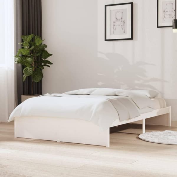 vidaXL Sengeramme hvit heltre 120x190 cm Small Double