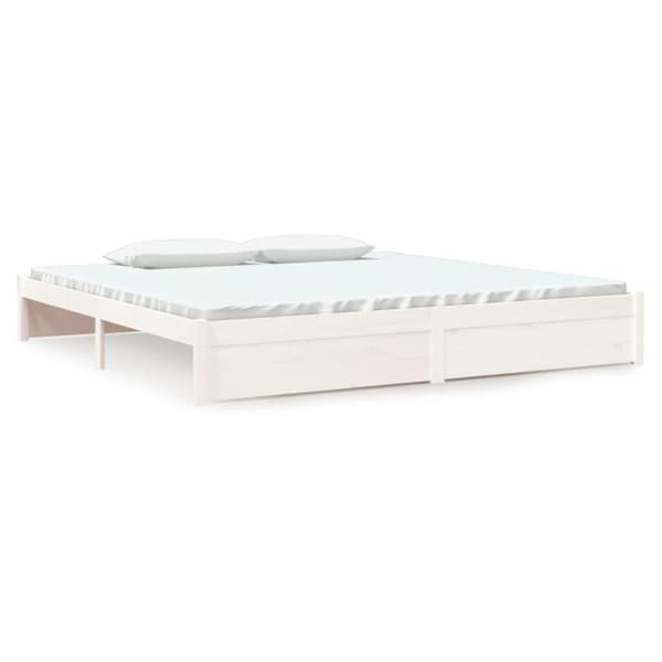 vidaXL Sengeramme hvit heltre 200x200 cm
