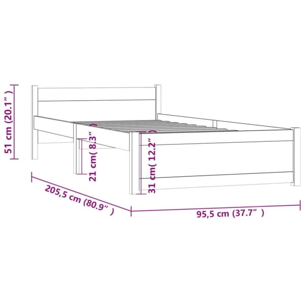 vidaXL Sengeramme heltre 90x200 cm