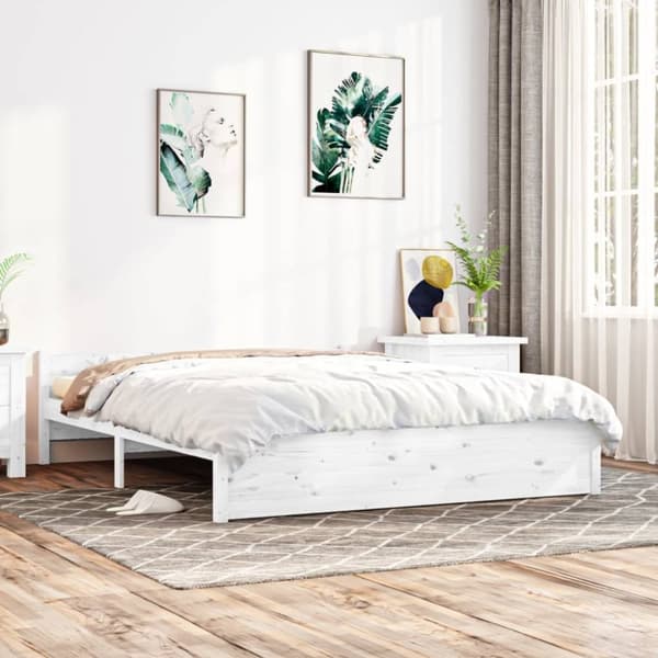 vidaXL Sängram vit massivt trä 180x200 cm