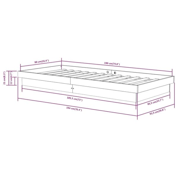 vidaXL Sengeramme heltre furu 90x190 cm Single