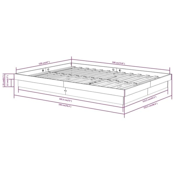 vidaXL Sengeramme heltre 120x190 cm Small Double