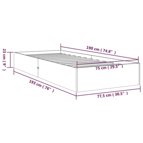 vidaXL Sengeramme heltre 75x190 cm