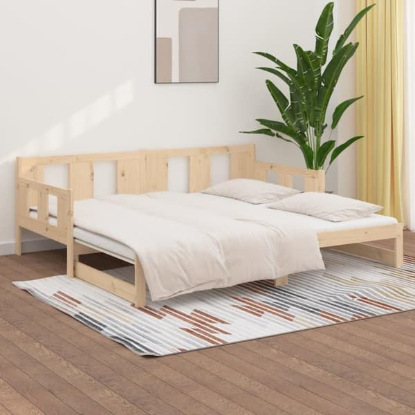 vidaXL Uttrekkbar dagseng heltre furu 2x(90x200) cm