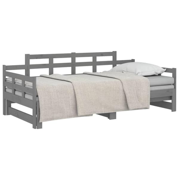 vidaXL Bäddsoffa grå massiv furu 2x(90x200) cm