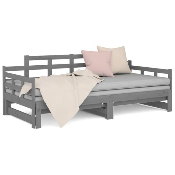 vidaXL Bäddsoffa grå massiv furu 2x(90x200) cm