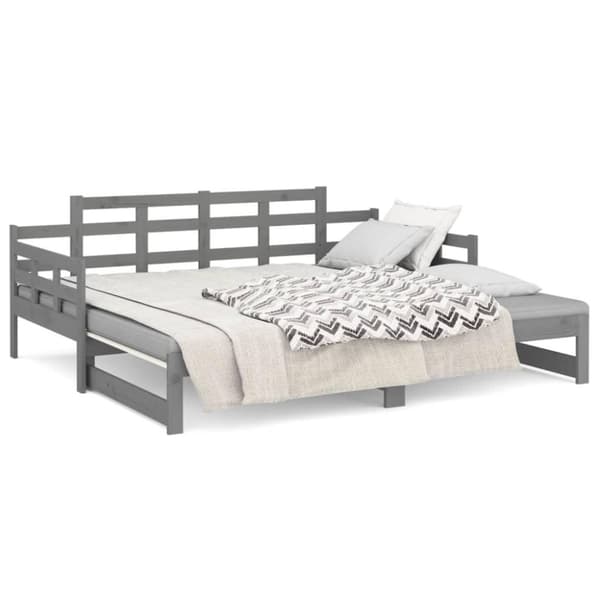 vidaXL Bäddsoffa grå massiv furu 2x(90x200) cm