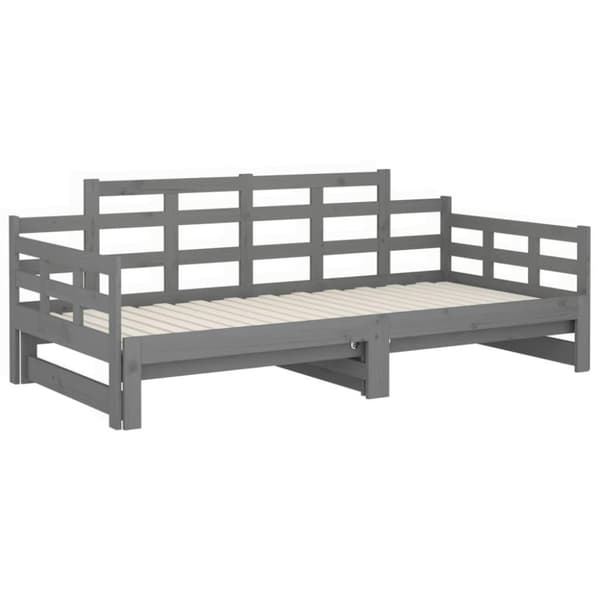 vidaXL Bäddsoffa grå massiv furu 2x(90x200) cm