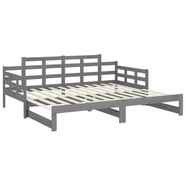 vidaXL Bäddsoffa grå massiv furu 2x(90x200) cm
