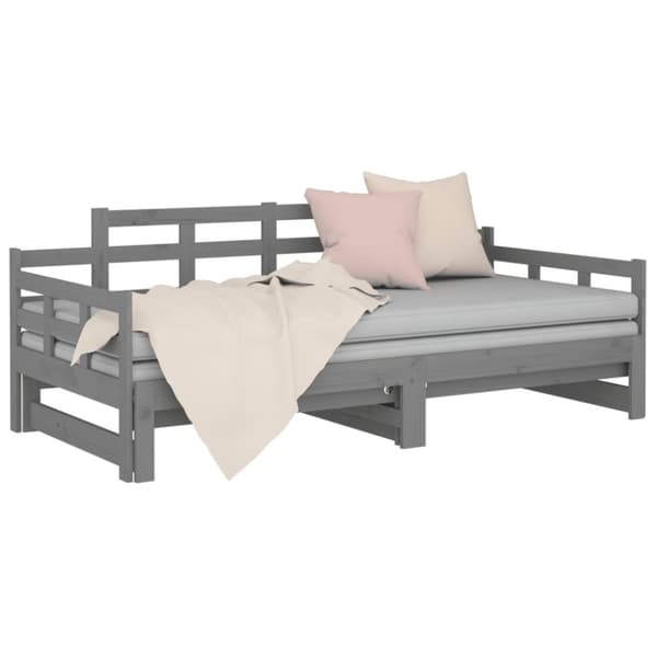 vidaXL Bäddsoffa grå massiv furu 2x(90x200) cm